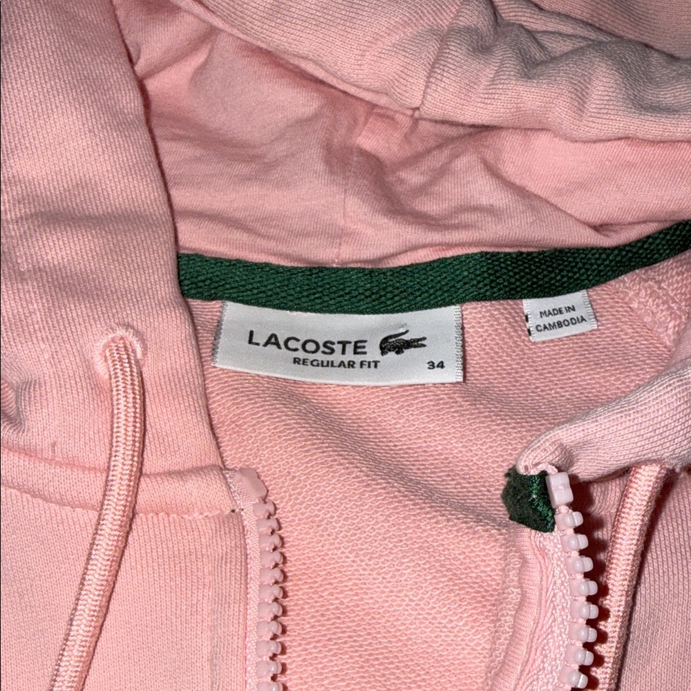 Lacoste Light Pink Zip-Up Hoodie - Picture 3 of 5